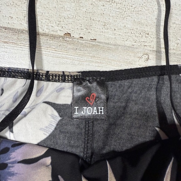 I JOAH Black Tropical Floral Print Spaghetti Strap Mini Dress‎ Sz Junior Small - Picture 6 of 9